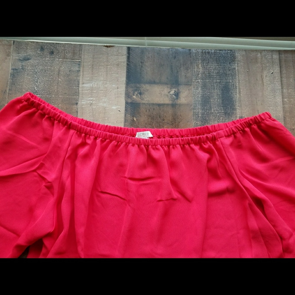 J.Crew Factory Off the Shoulder top nwt Red XL - Picture 3 of 4
